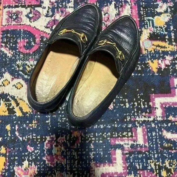 Vintage‎ Gucci Horsebit Loafer Dress Shoes Navy Blue Men Size 9.5 M